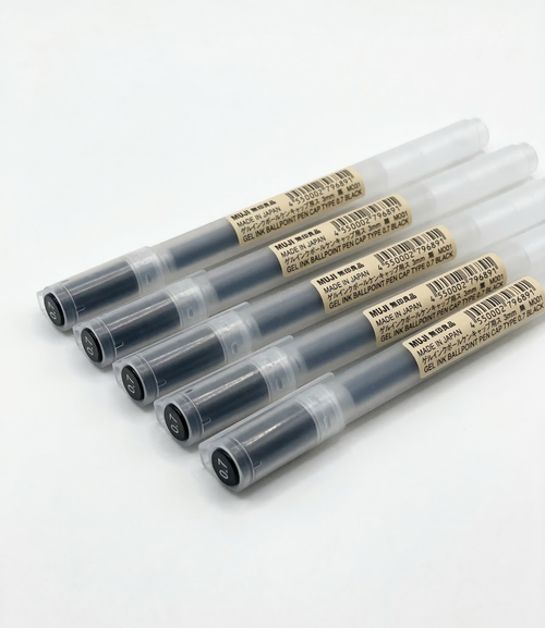 Bolígrafo De Gel Negro 0,7 Mm Muji: Fluidez Y Elegancia Transparente