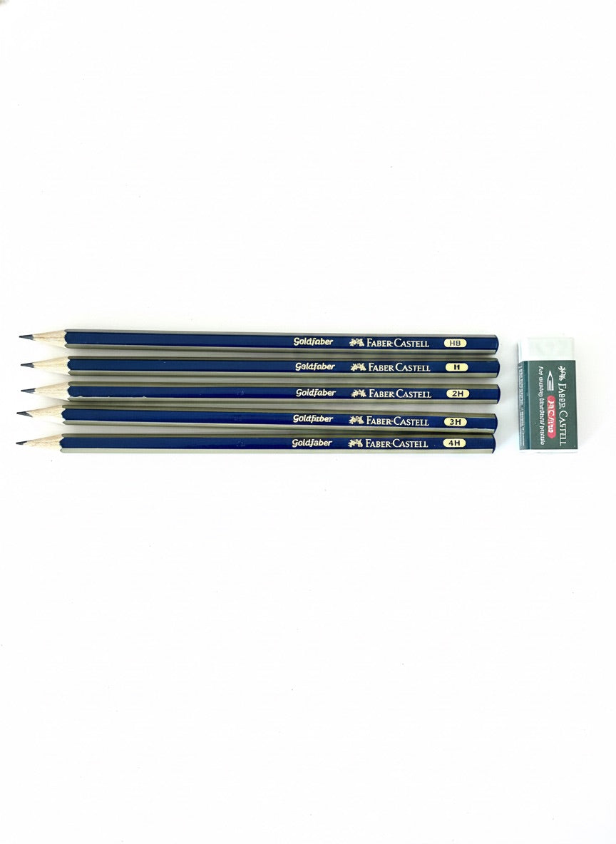 Set De Lápices Grafitos Faber Castell Goldfaber Tipo H, Incluye Goma