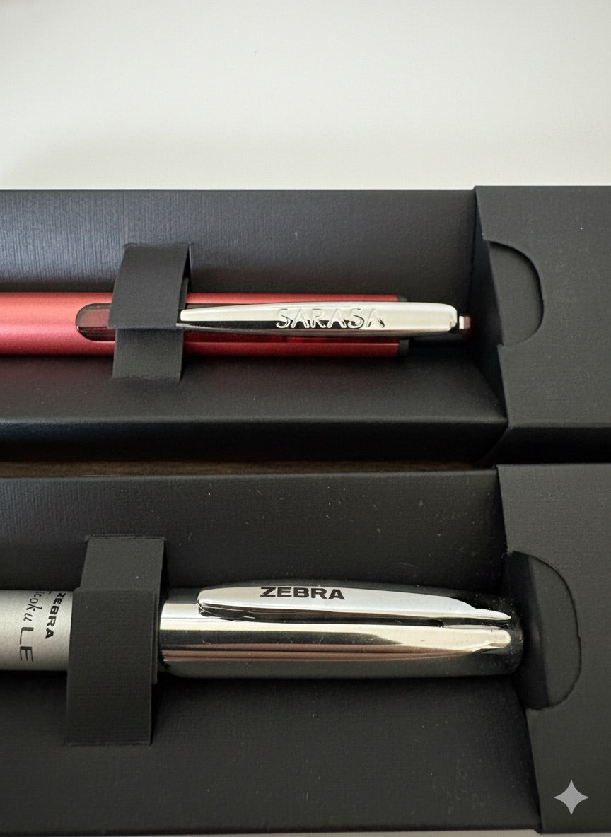 Set De Bolígrafos Zebra Sarasa y Zebra Kizoku más Destacadores Monami y Portamina Zebra