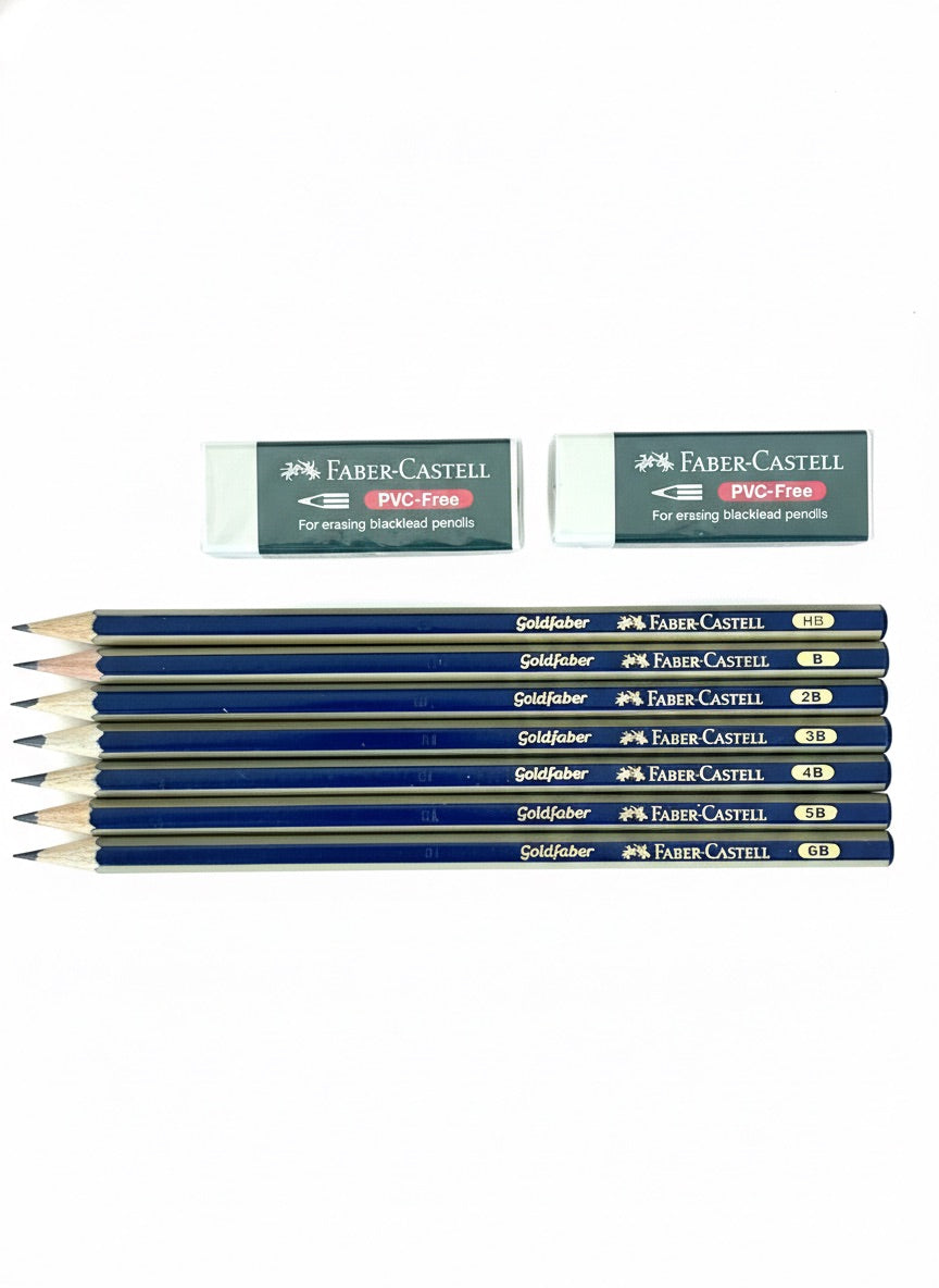 Set De Lápices Grafitos Faber Castell Goldfaber Tipo B, Incluye Gomas