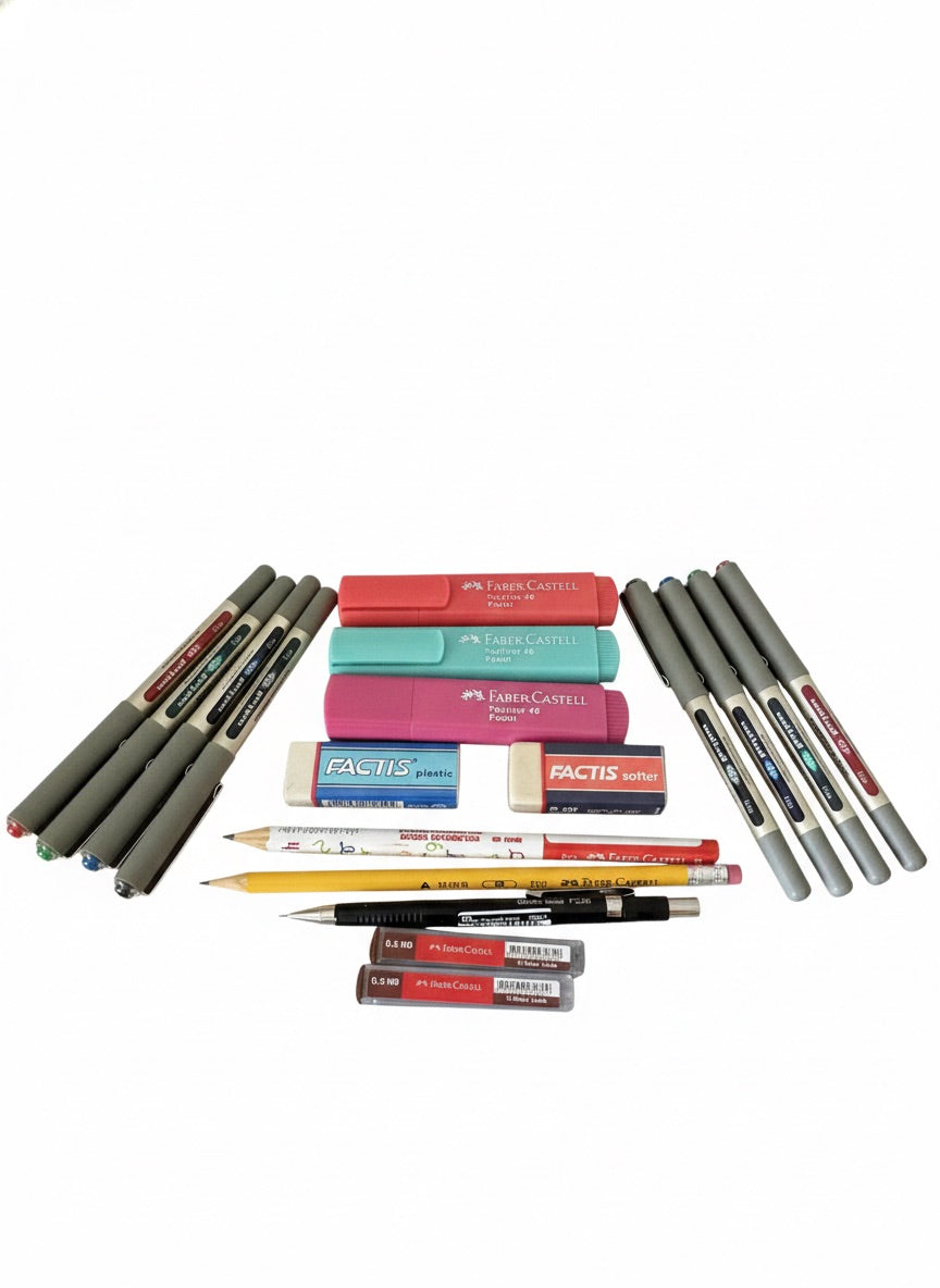 Set Escolar Bolígrafos Uniball, Lápices, Destacadores y Más