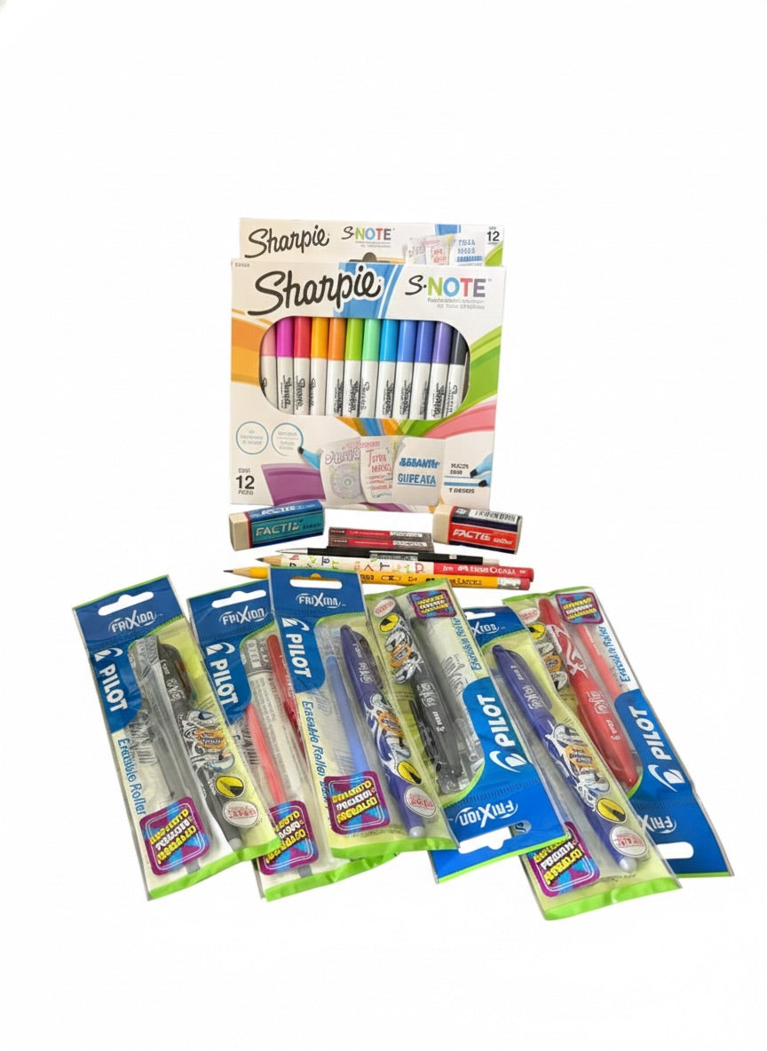 Kit Destacadores Sharpie, Bolígrafos Pilot, Portamina, Lápices