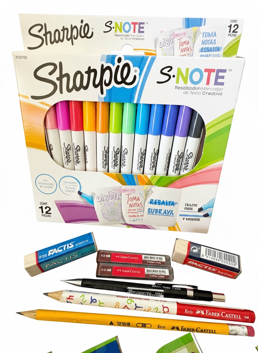 Kit Destacadores Sharpie, Bolígrafos Pilot, Portamina, Lápices