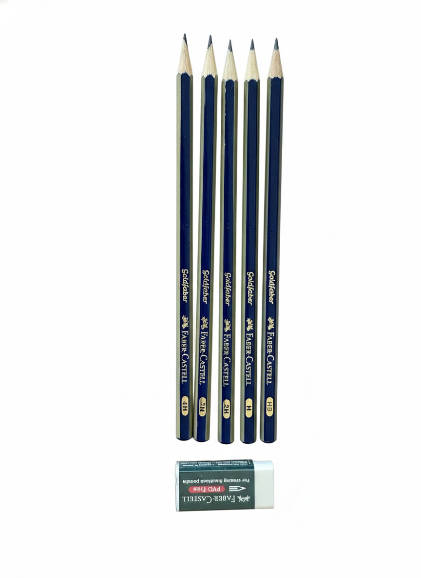 Set De Lápices Grafitos Faber Castell Goldfaber Tipo H, Incluye Goma